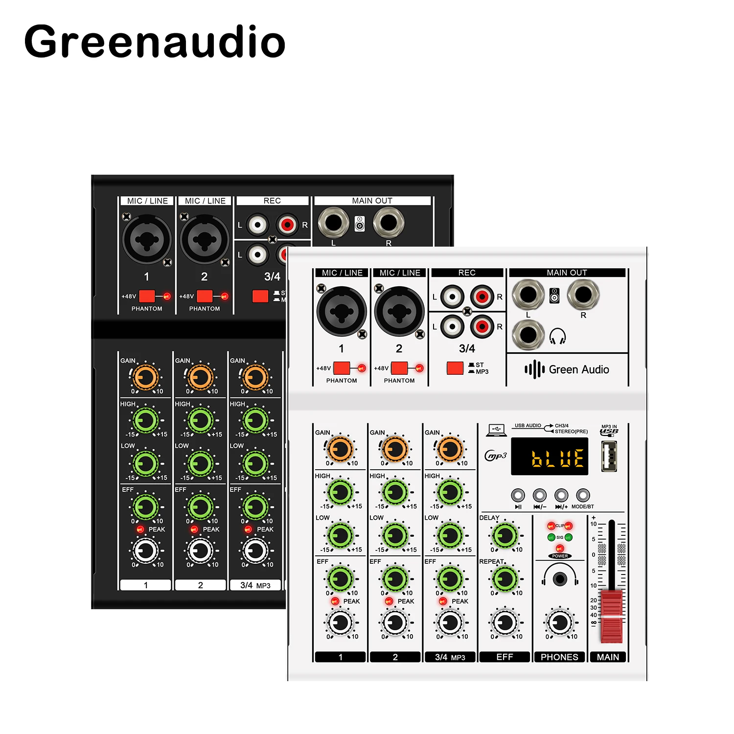 GAX-A4 Mezclador de consola de Audio de sonido profesional de 4 canales Efector USB Controlador de escenario Mezclador de Audio Dj para estudio en casa