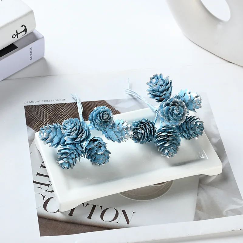 6Pcs/Bundle Pine Cone Artificial Plants for Home Decor Christmas Decoration Fake Plant Xmas Tree Garland Ornaments DIY Accessory