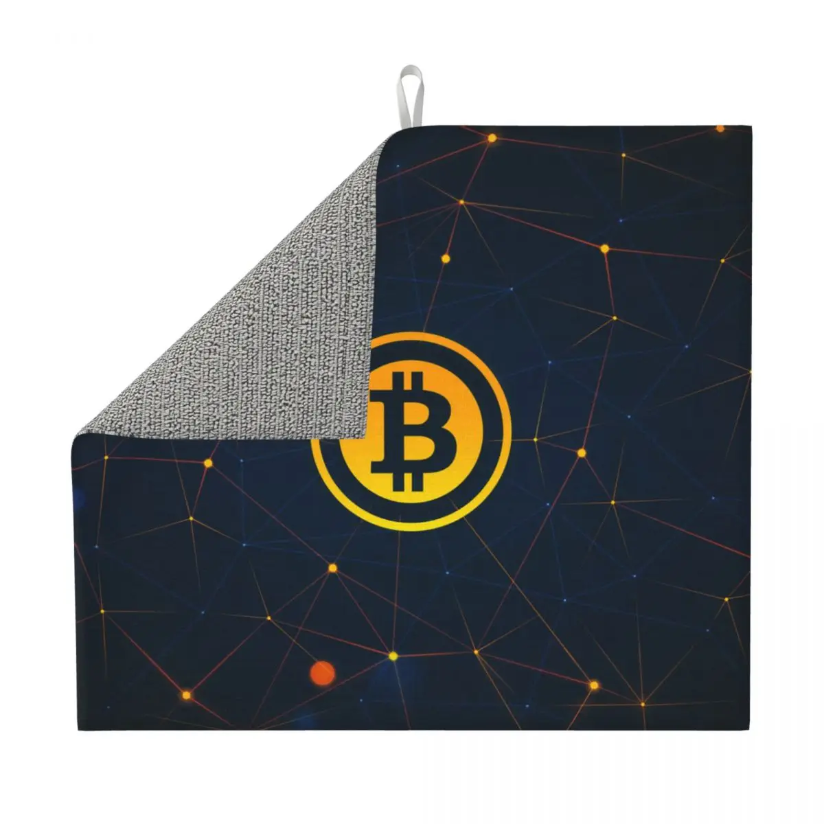 Custom Bitcoin Digital Art Currency Dish Mat for Kitchen Quick Dry Cryptocurrency Btc Blockchain Geek Drainer Pads Countertop