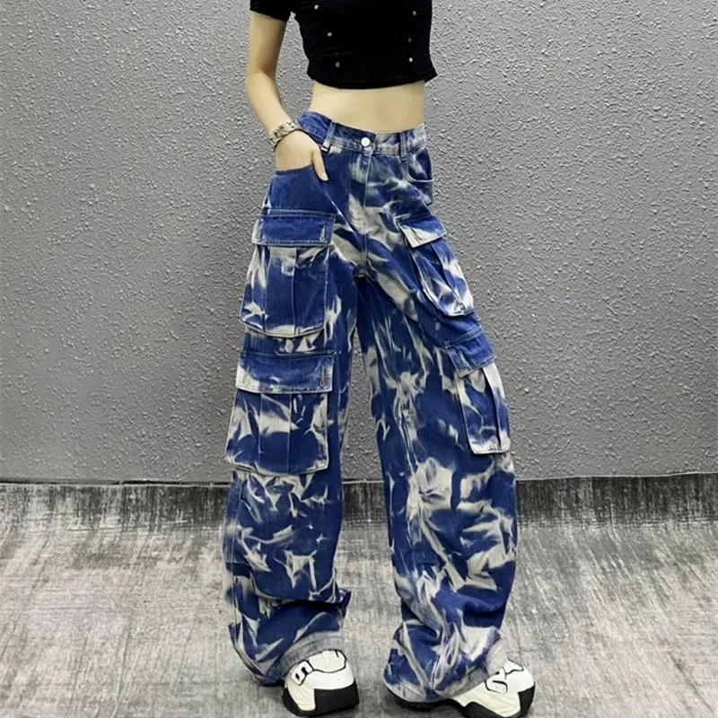 

2024 Pantalon Y2K Mujer Harajuku Fashion Baggy Jeans Cargo Pants For Women 90S ClotheS Vintage Tie Dye Loose Lady Denim Trousers