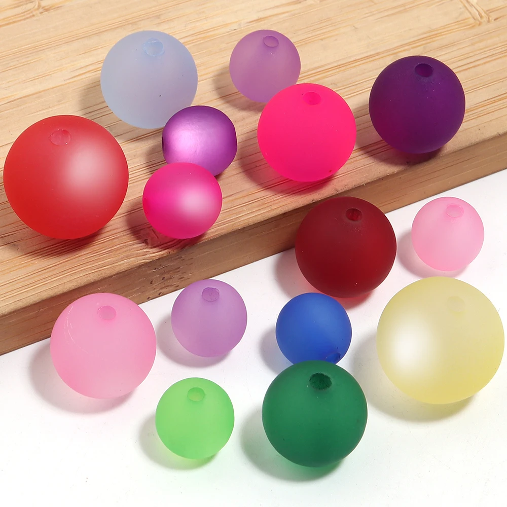 5pcs Frosted Acrylic Beads Cat Eye Effect Loose Spacer Round Bead For KeyChain Jewelry Making DIY Bracelet Necklace Accessori
