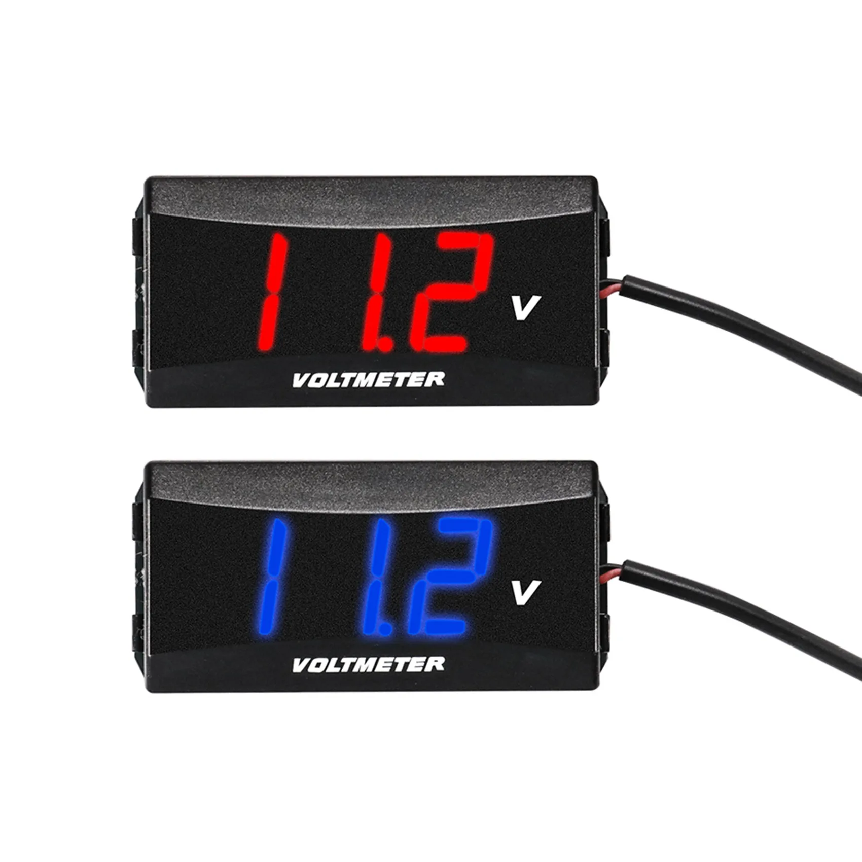 A19Q-Mini woltomierz motocyklowy LED z cyfrowym wyświetlaczem, tester napięcia z zabezpieczeniem przed odwrotnym podłączeniem, 12V-80V