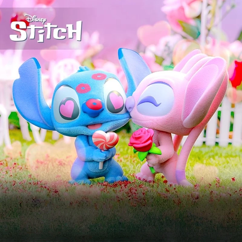 

12Cm In Stock Cute Stitch and Angel Valentine's Day Collector's Edition Suit Cartoon Anime Model Collect A Gift for A Girl