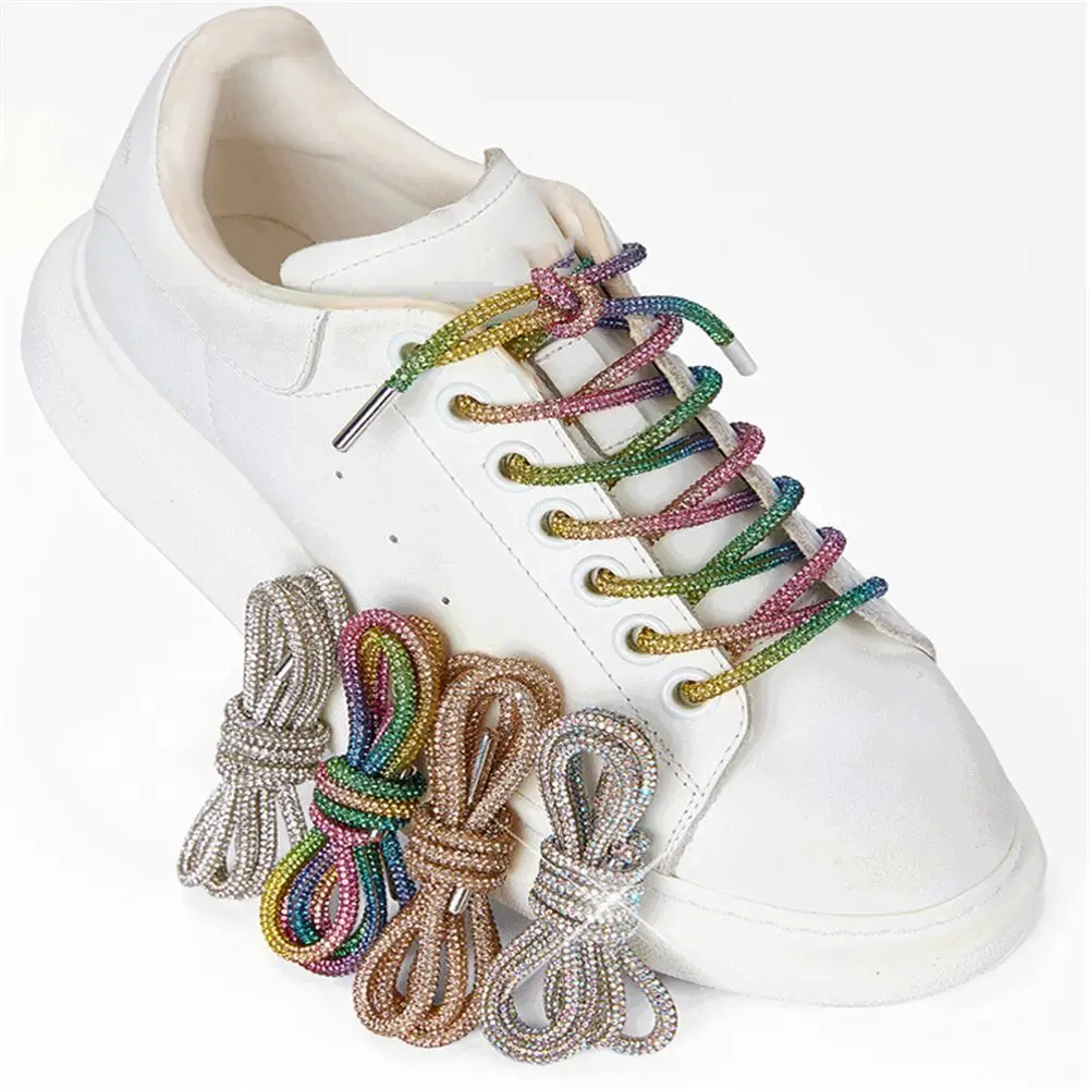 Luxury Rhinestone Shoelaces Rainbow Diamond Shoe laces Sneakers Laces Shoes Round Shoelace 100/120/140/160CM 1Pc DIY Strings