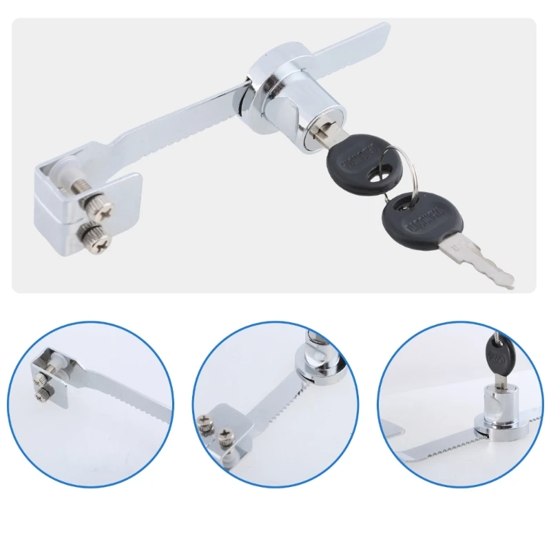2Pcs Sliding Closet Showcases Security Lock with Key Glass Door Lock Replacement Ratchets Lock Easily to Install Dropship