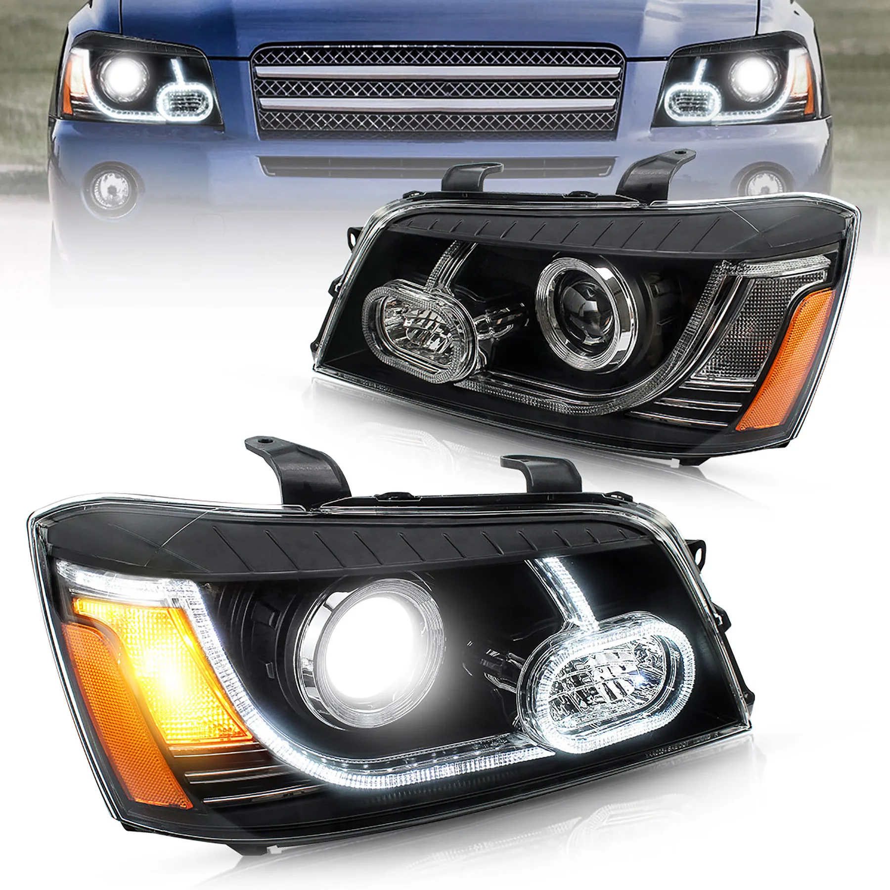 For Toyota Highlander 2001-2007 1St Gen XU20 Black Housing Projector Headlight Assembly, Bulbs Need To Be Purchased Separately