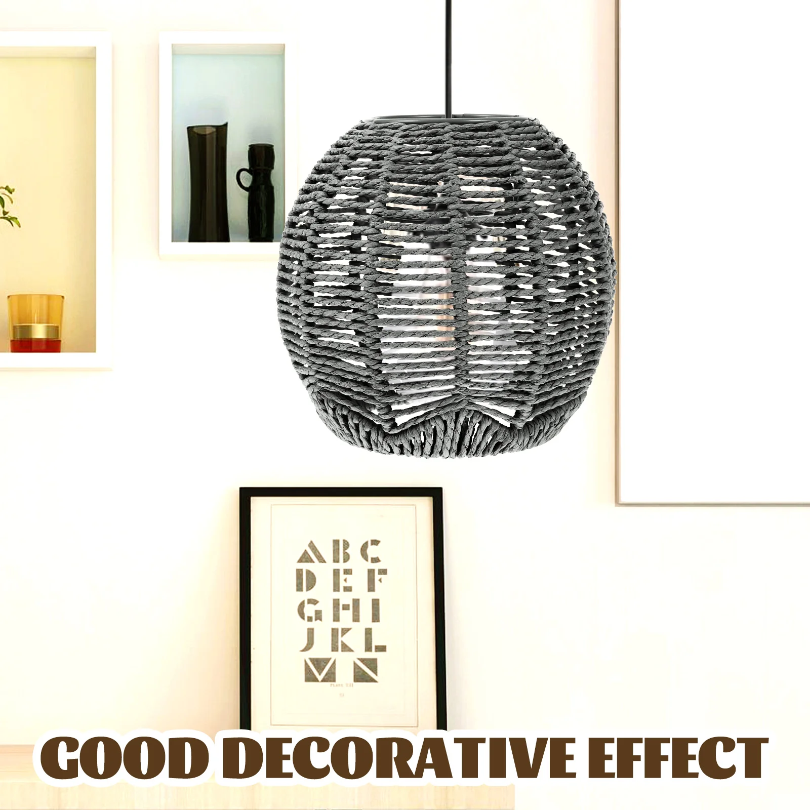 

Woven Lamp Shade Replacement for Pendant Lights Chandelier Hanging Fixture Natural Hemp Rope Decorative Light Shade Cover