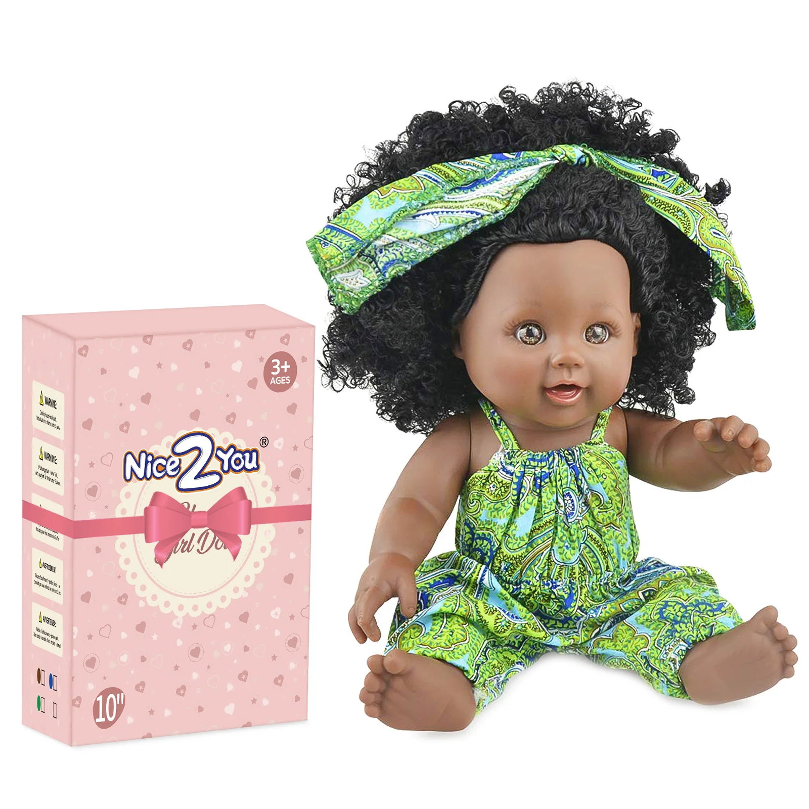 Black Baby Doll 10/12 inch American African Black Girl Doll with Dress Realistic Reborn Baby Doll For Kids Silicone Toys Gift