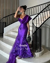 Customized Evening Dress Grace Fishtail Cut Purple Flower Decoration Elegant Party Dresses Woman Robes De Cocktail فساتين سهرة