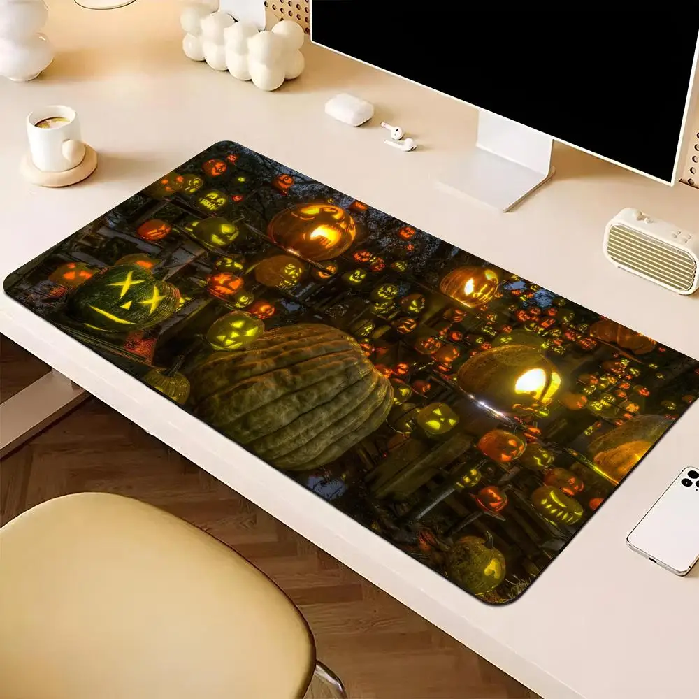 citrouille d'Halloween Mouse Pad E-sports players game teclado XXL Large Computer Laptop Non-slip Keyboard Desk Mat Computer Gam