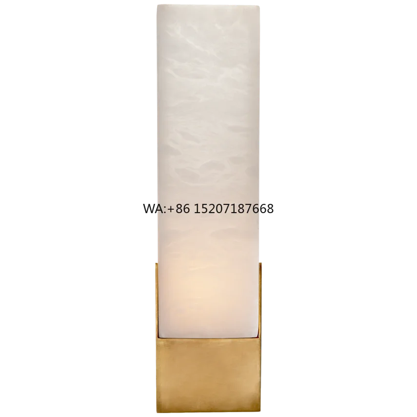 

European Brass Wall Lamp for Living Room TV Background Staircase Bedroom Copper Corridor Bedside with Alabaster Iron Body