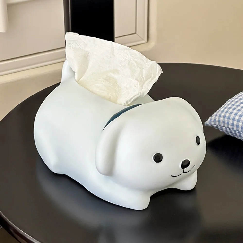 

Anti Drop White Dog Tissue Box Ornament Figure Model Collectible Little Dog Tissue Storage Box Cartoon Cute