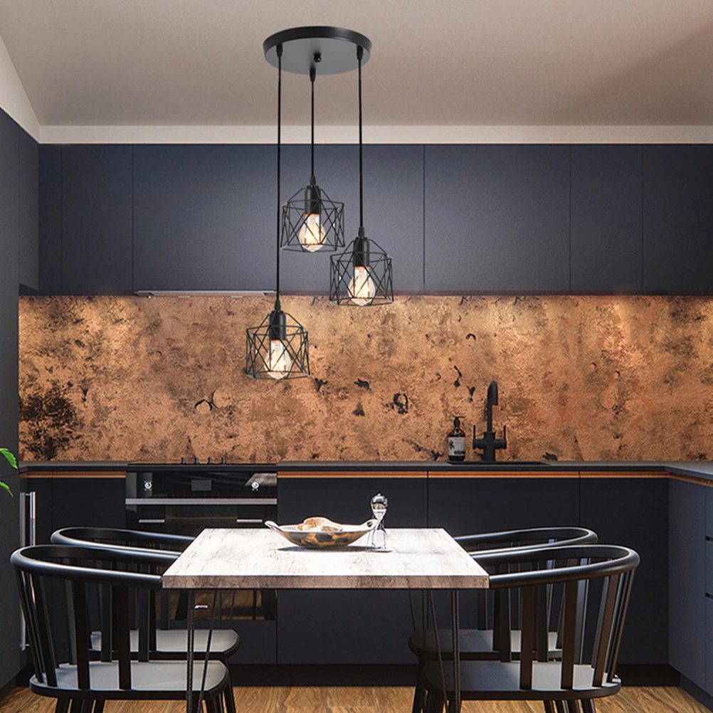 

3 Head Industrial Style Pendant Light Fixture For Dining Room Bedroom Kitchen Hanging Lamp Ceiling Lighting Farmhouse Black