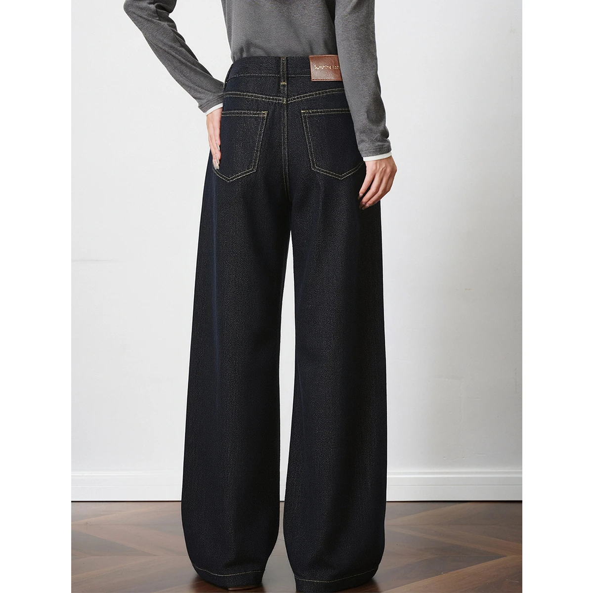 OLrain Women's Wide Leg Jeans 2026 New Autumn Blue Slim Pants Elegant Office Daily Minimal Versatile Casual Trousers O58CA003191