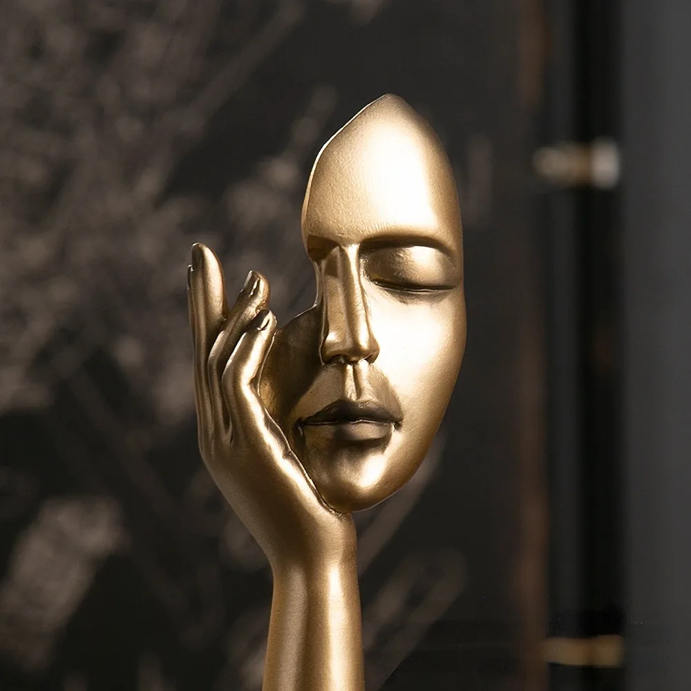 Luxury Resin Nordic Abstract Statue Home Decor Desktop Ornaments Figurines Face Character