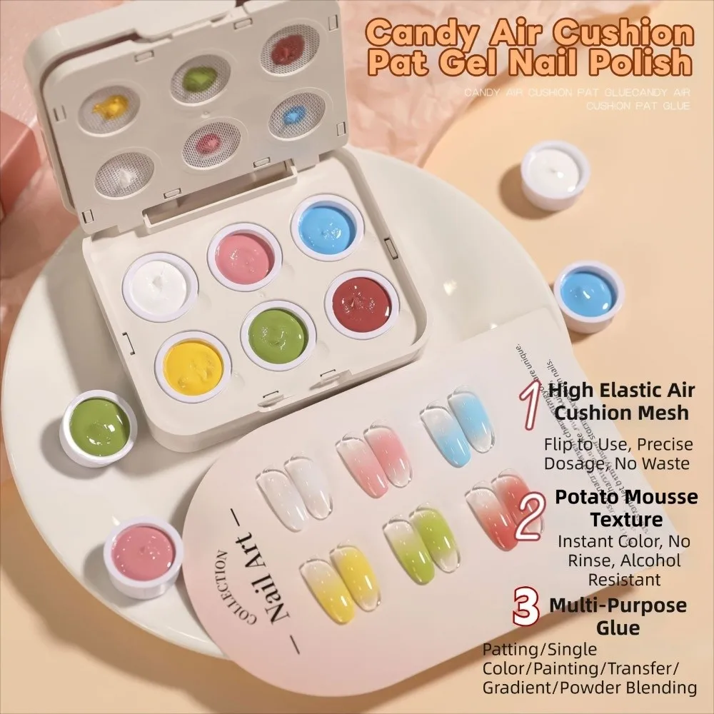 

Мини-гель для ногтей 4-в-1 Pat Ombre, 6 цветов, для французского маникюра, легкое градиентное нанесение, твердый УФ-гель для рисования, для DIY-маникюра