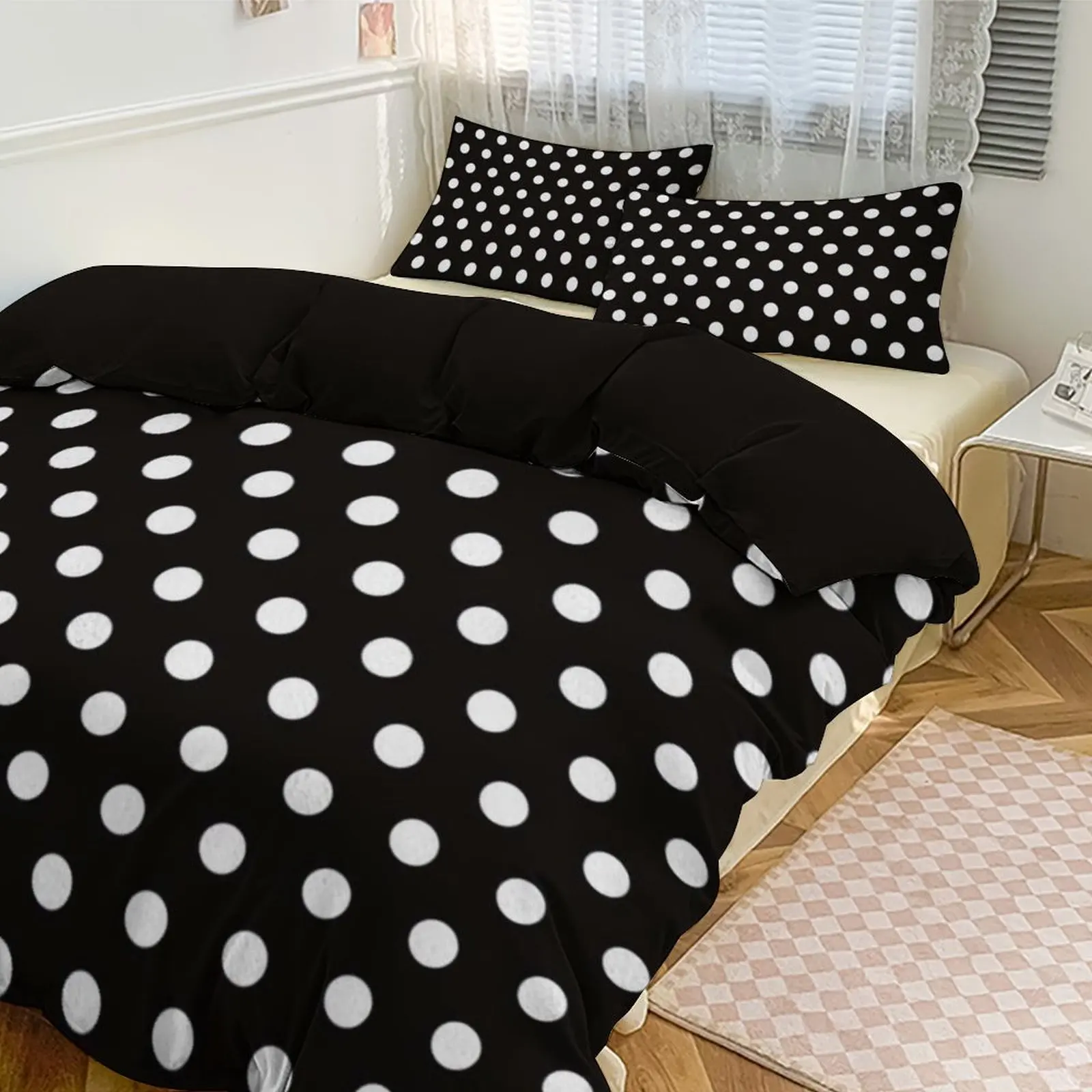 

Thickened Polka Dot Bedding Set, Soft & Breathable Duvet Cover with Pillowcases, Retro - Chic Bed Linen