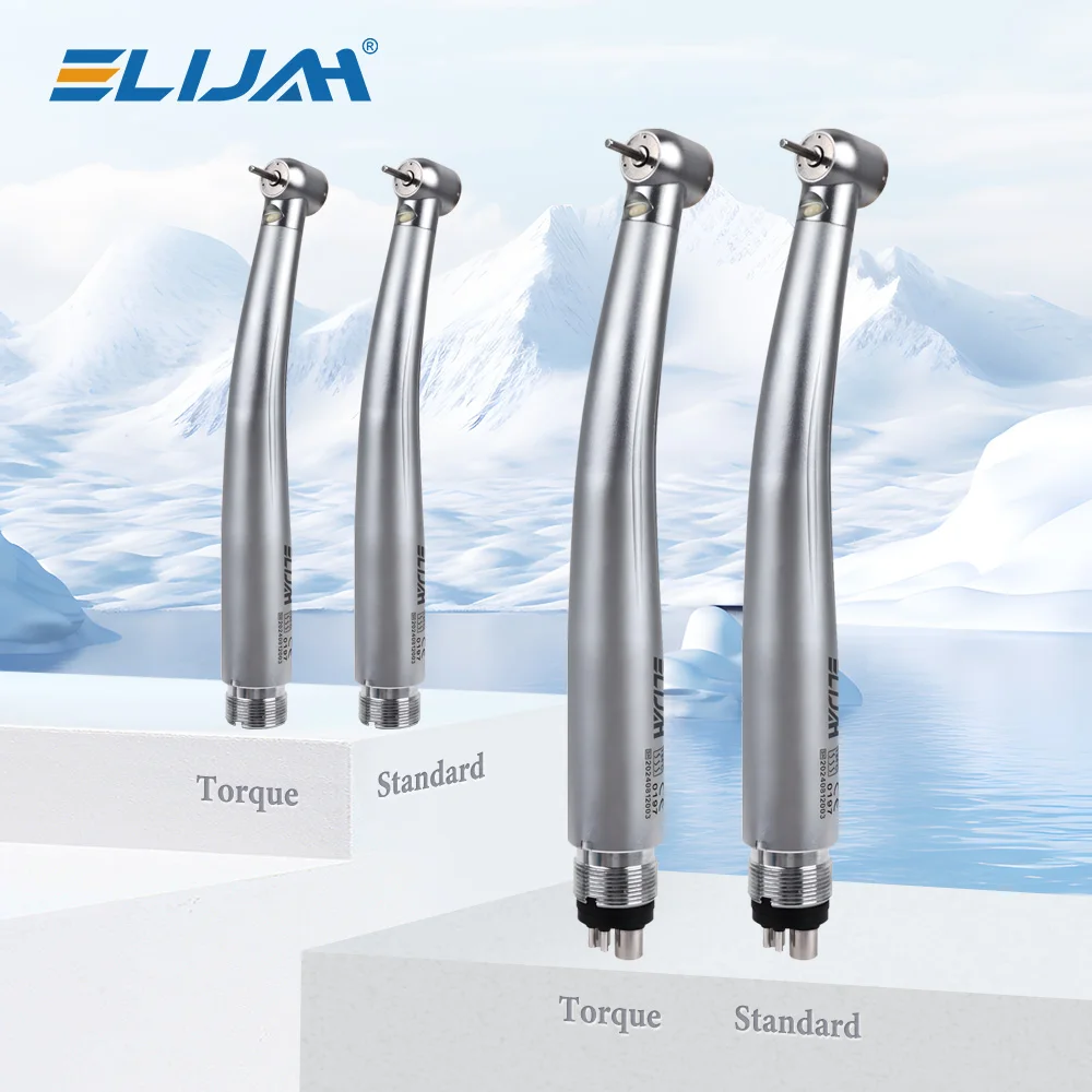 Elijah dental led handpiece de alta velocidade turbina ar rolamento cerâmico triplo spray água baixo ruído b2 m4 ferramentas dentista