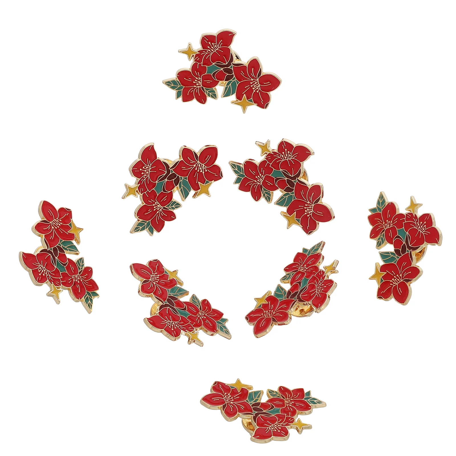 

8Pcs Flower Brooch Set Creative Alloy Pins Lightweight Decorative Lapel Pins for Suits Backpacks Fashion Accessories