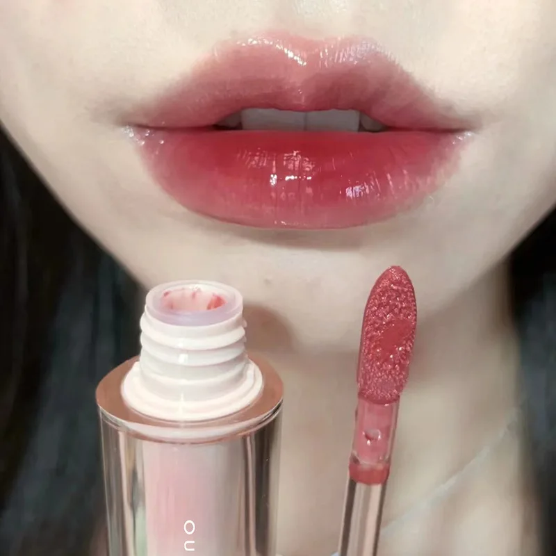 Oralpine-Jelly Chá Espelho Lip Gloss, Water Gloss LipGlaze Glass, Batom Tubo Redondo, Cosméticos Baratos, Extratos De Frutas, 8 Cores