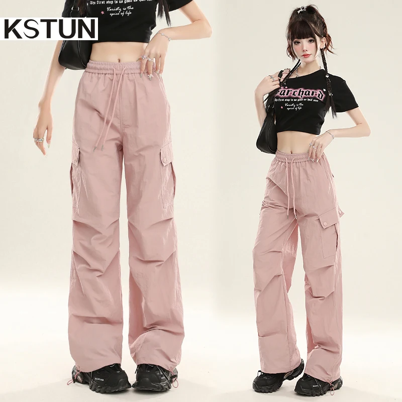 KSTUN Americian Stil Frauen Fallschirmjäger Hosen Gerade Outdoor Casual Hosen Multi-Taschen Cargo Hosen Sommer Jogginghose Plissee