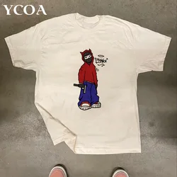 Men T-Shirt Graphic Cotton Tee Oversized Tops Harajuku Summer Streetwear Fashion Vintage Short Sleeve Y2k Korean Popular Clothes