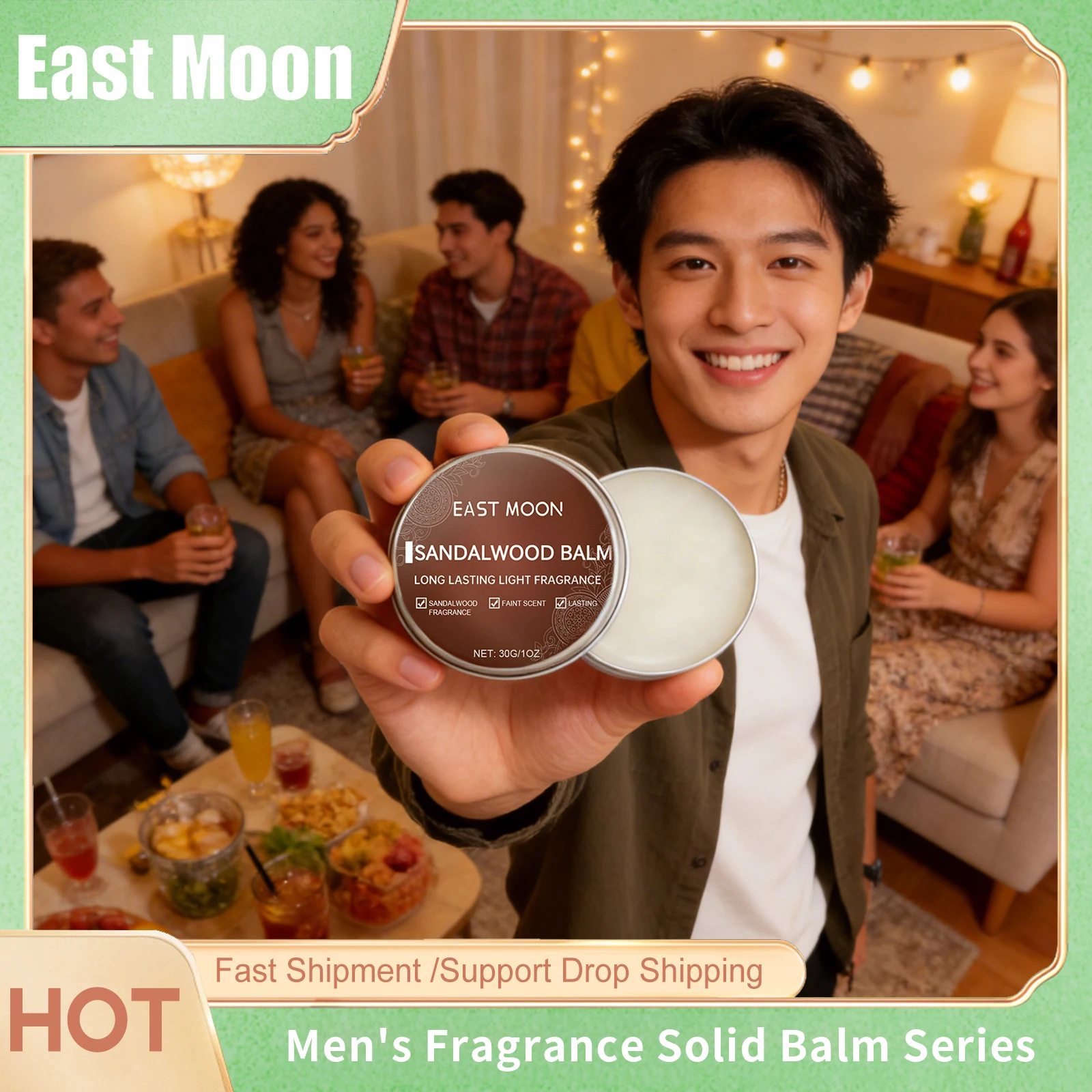 Men Sandalwood Balm Series Lasting Scent Keep Fresh Dating Flirting Improve Temptation Portable Body Light Fragrance Solid Balms