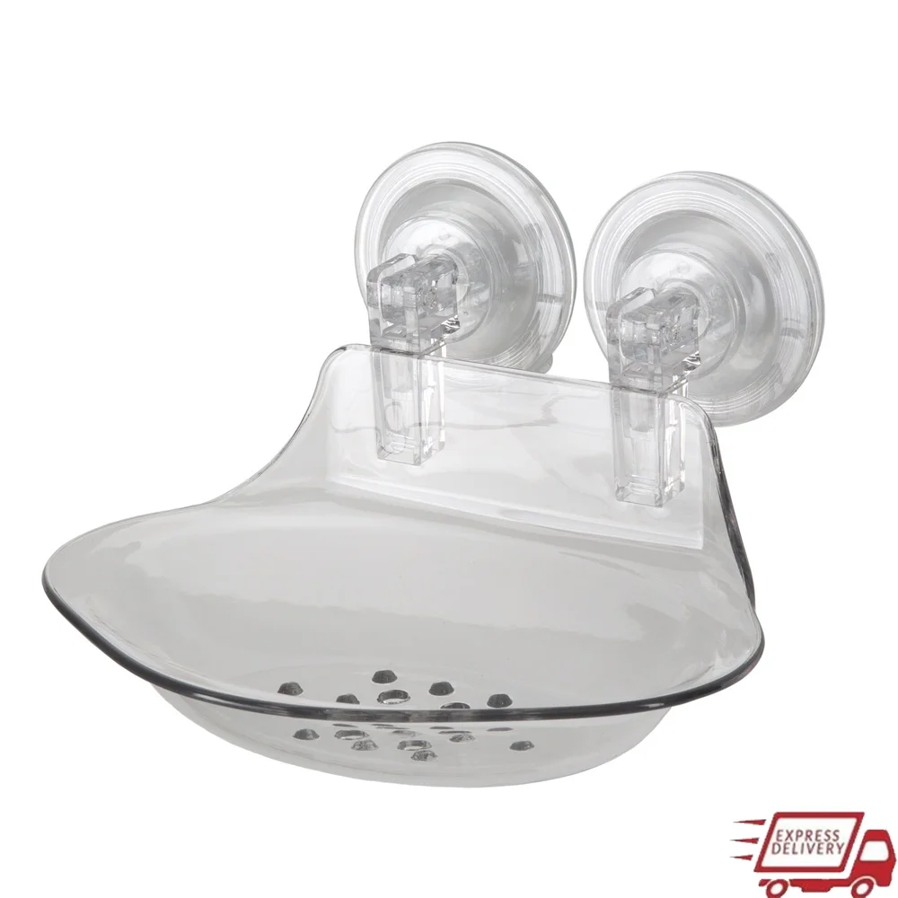 

Power Locking Suction Soap Dish Self Draining Bathroom Holder Transparent Soap Organizer Clean Shower Storage Solution Durable