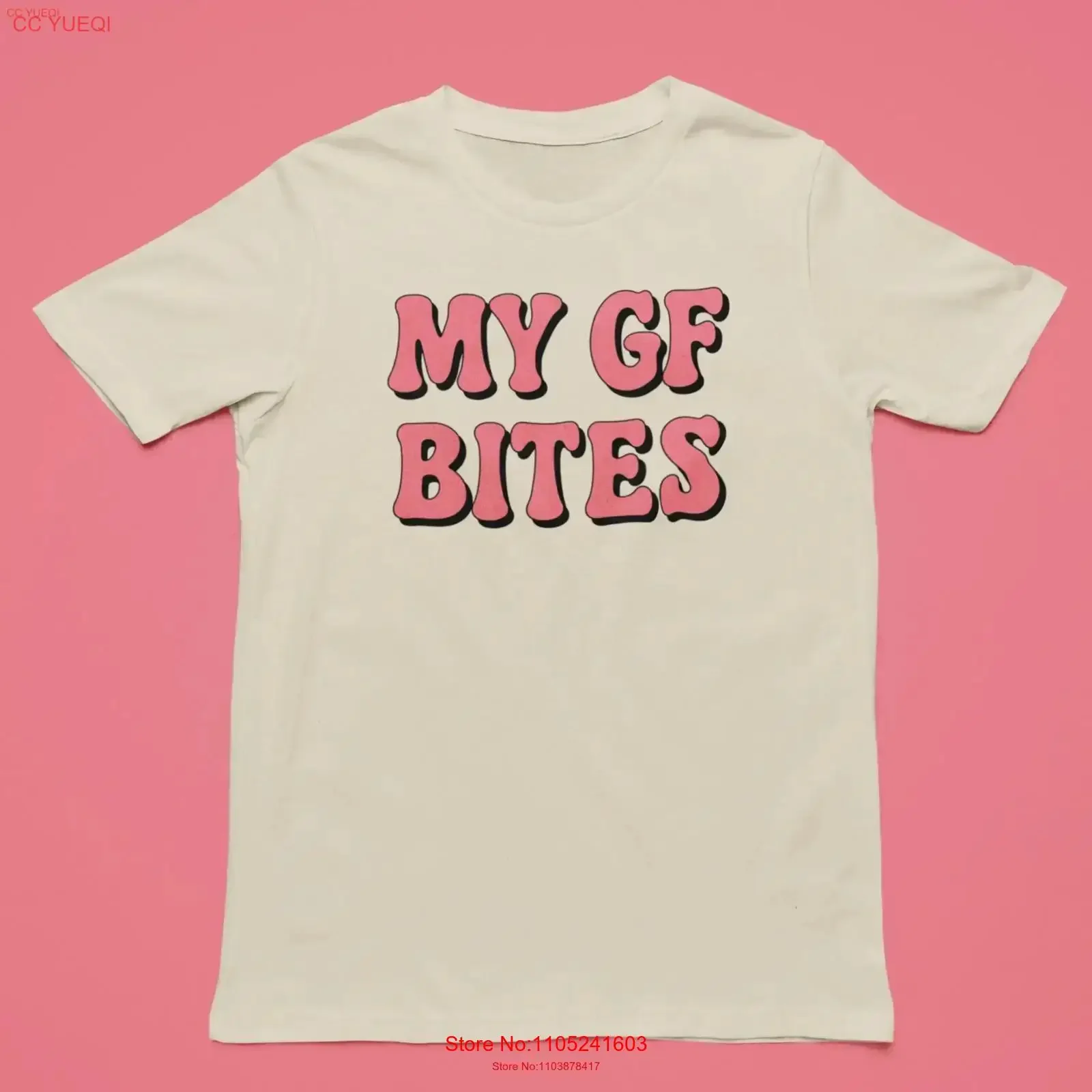 My GF Bites T Shirt Funny Girlfriend Quote Boyfriend Sarcastic Top Aesthetic Meme Hilarious Gag for Him vintage Washed