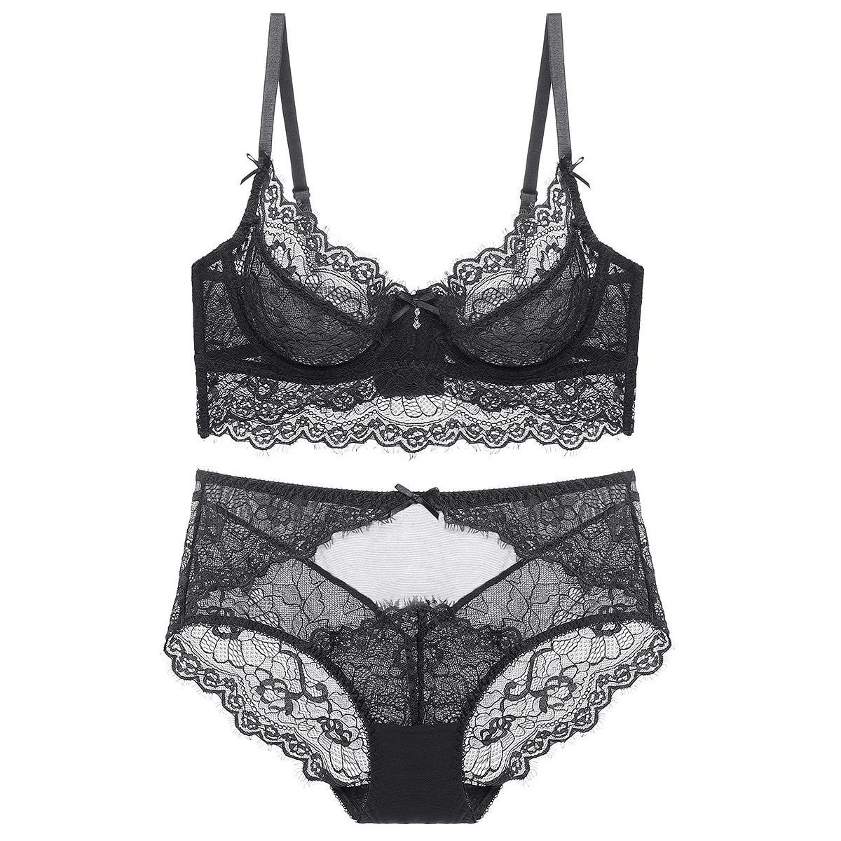 

Ladies Sexy Lace Bra Set Chest Enhancing Large Size Push up Small Thin Model Underwear Set Bra Comfortable All Season Wear
