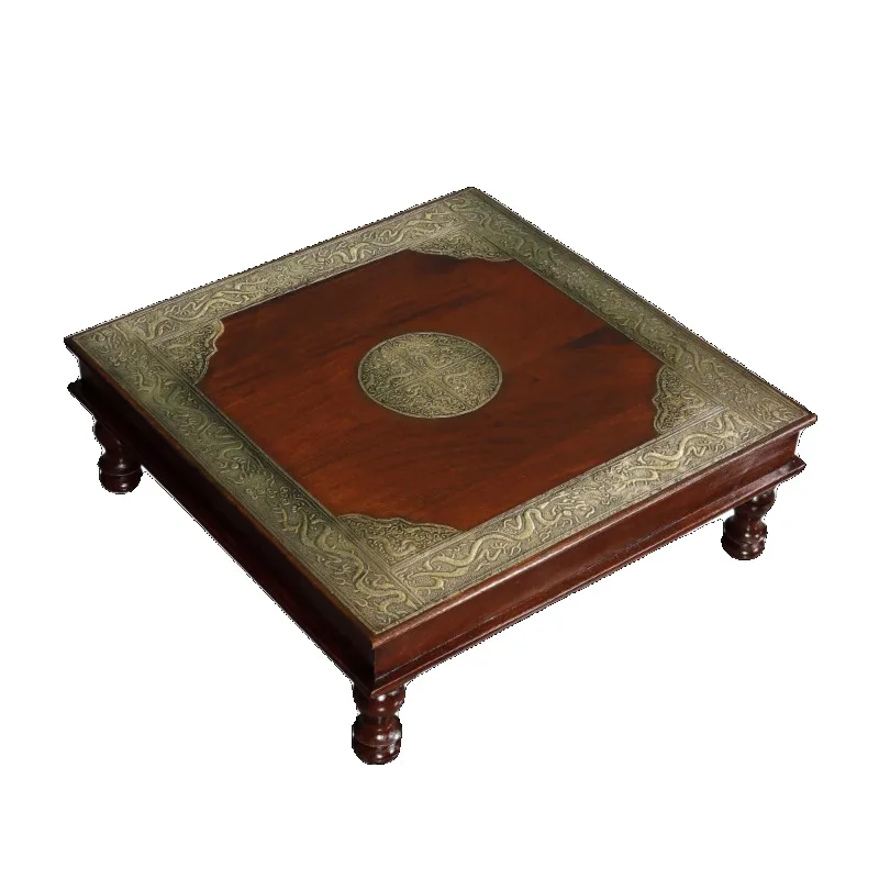 Paulownia small coffee table exquisite pattern square edge few bedroom living room solid wood furniture