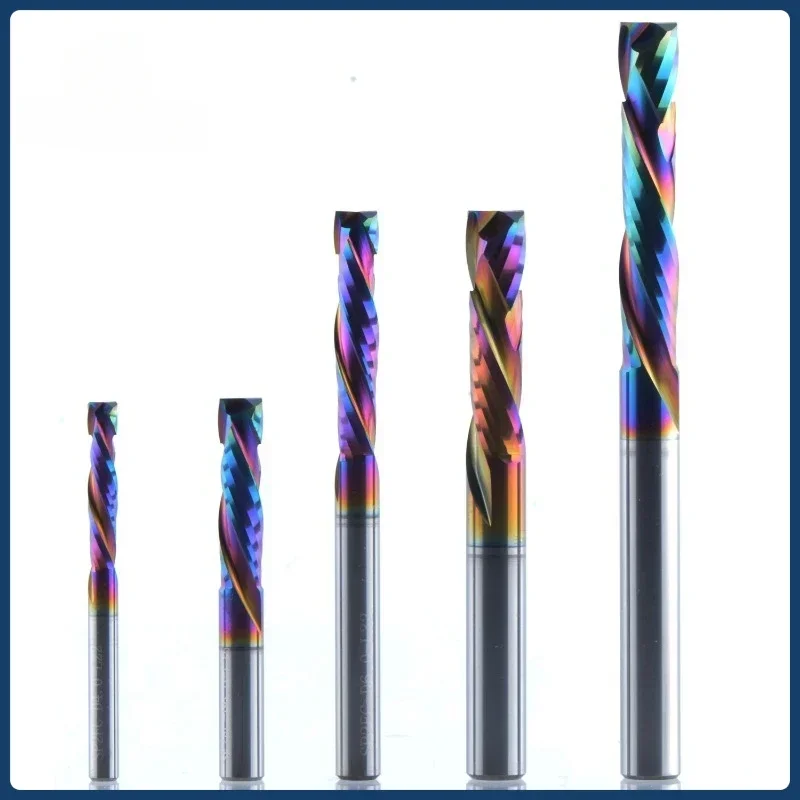 1Pcs CNC Router Wood End Mill Bits 3.175/4/5mm - DLC/HOT 2 Flutes UP DOWN Cut Carbide Milling Cutter Spiral Compression Tool