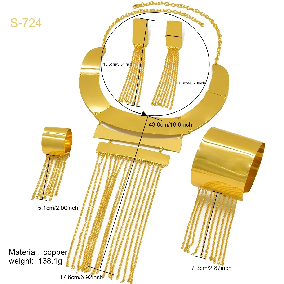 ANIID Luxury Italian 24K Gold Color Jewelry Sets For Women Tassel Jewellery Designed Indian Dubai Big Necklace Set Party Gifts