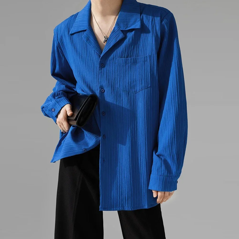 

Casual Outing Coffee Autumn Striped Shirt Casual Loose Fit Shirts Casual Casual Lapel Shirt Daily Casual Apparel