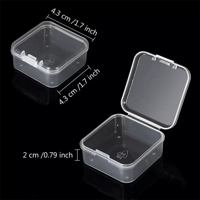 6PCS Mini Storage Box Transparent Square Plastic Box Earrings Jewelry Packaging Storage Small Square Box  Jewelry Organizer