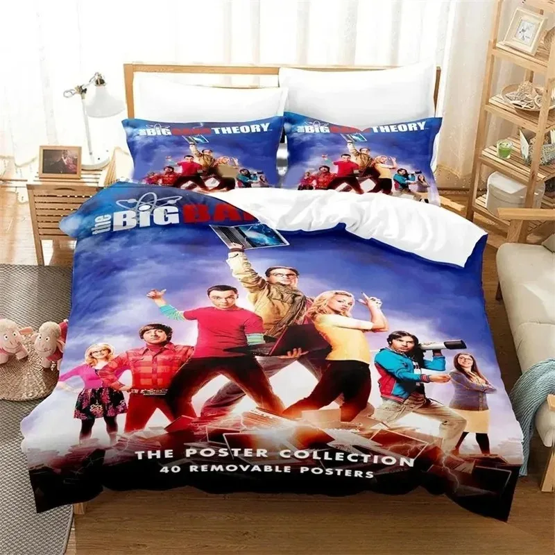 3D Print Big Bang Theory Bedding Set,Duvet Cover Comforter Bed Set Quilt Cover Pillowcase,King Queen Twin Size Boys Girls Adults