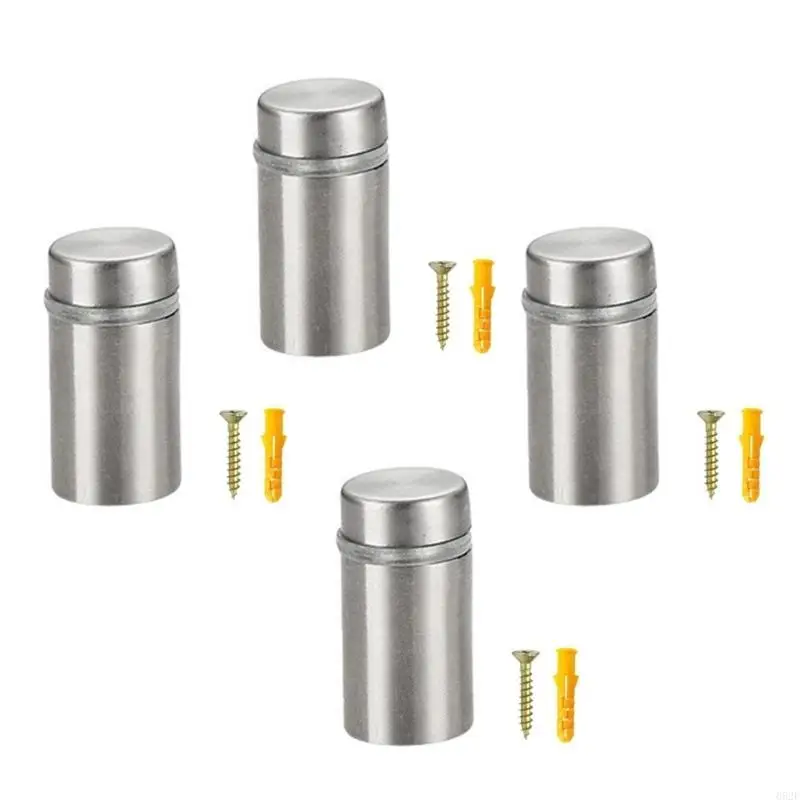 

652F Pack of 4 Sturdy Stainless Steel Mirror Fasteners Screws Accessory Convenient for Bathroom and Home Decoration