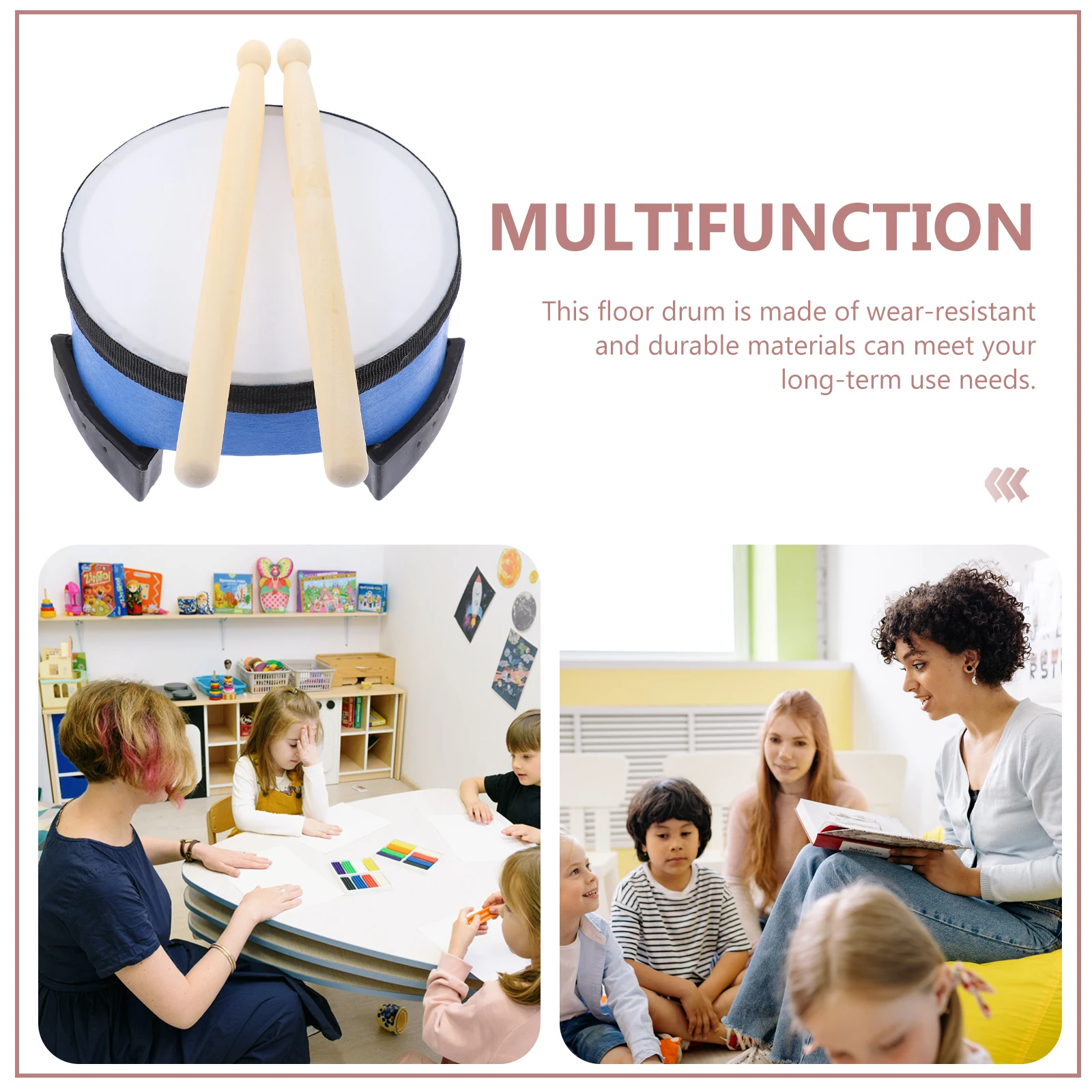 

6 Inch Red Floor Drum 1 Set Kids Percussion Instrument Toy Material Educational Musical Drum Early Learning Toddler Toys