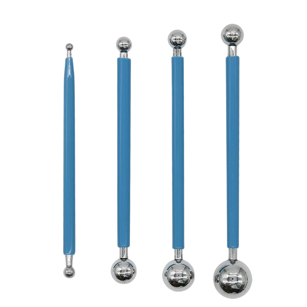 4pcs Steel Ball Pen Pottery Tool Kit Ceramics Carving Sculpting Modeling Trimming Tool (Blue) pottery tools