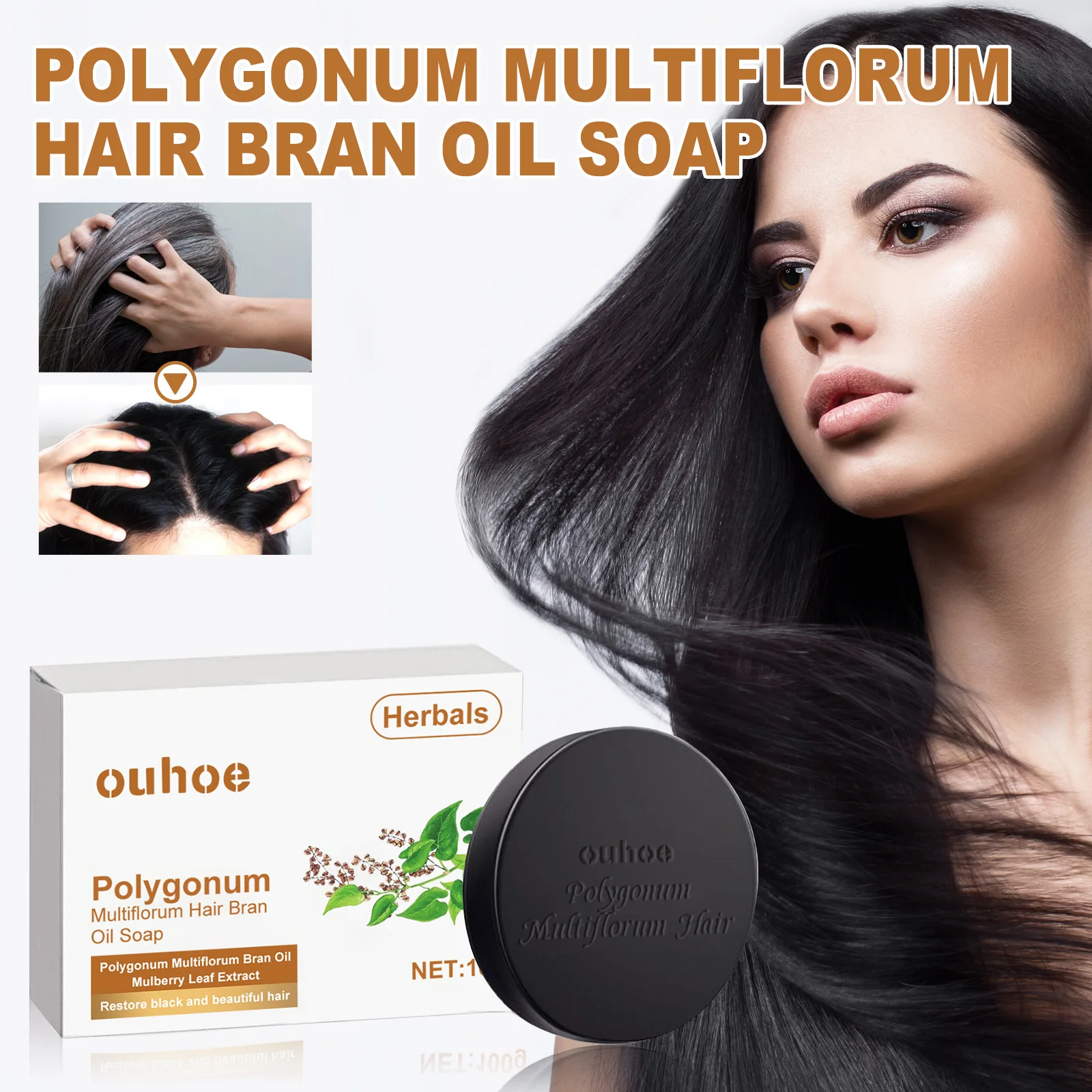 Polygonum-Shampoing nourrissant pour cheveux noirs, multi-thorum, reatment gris, nettoyage en profondeur