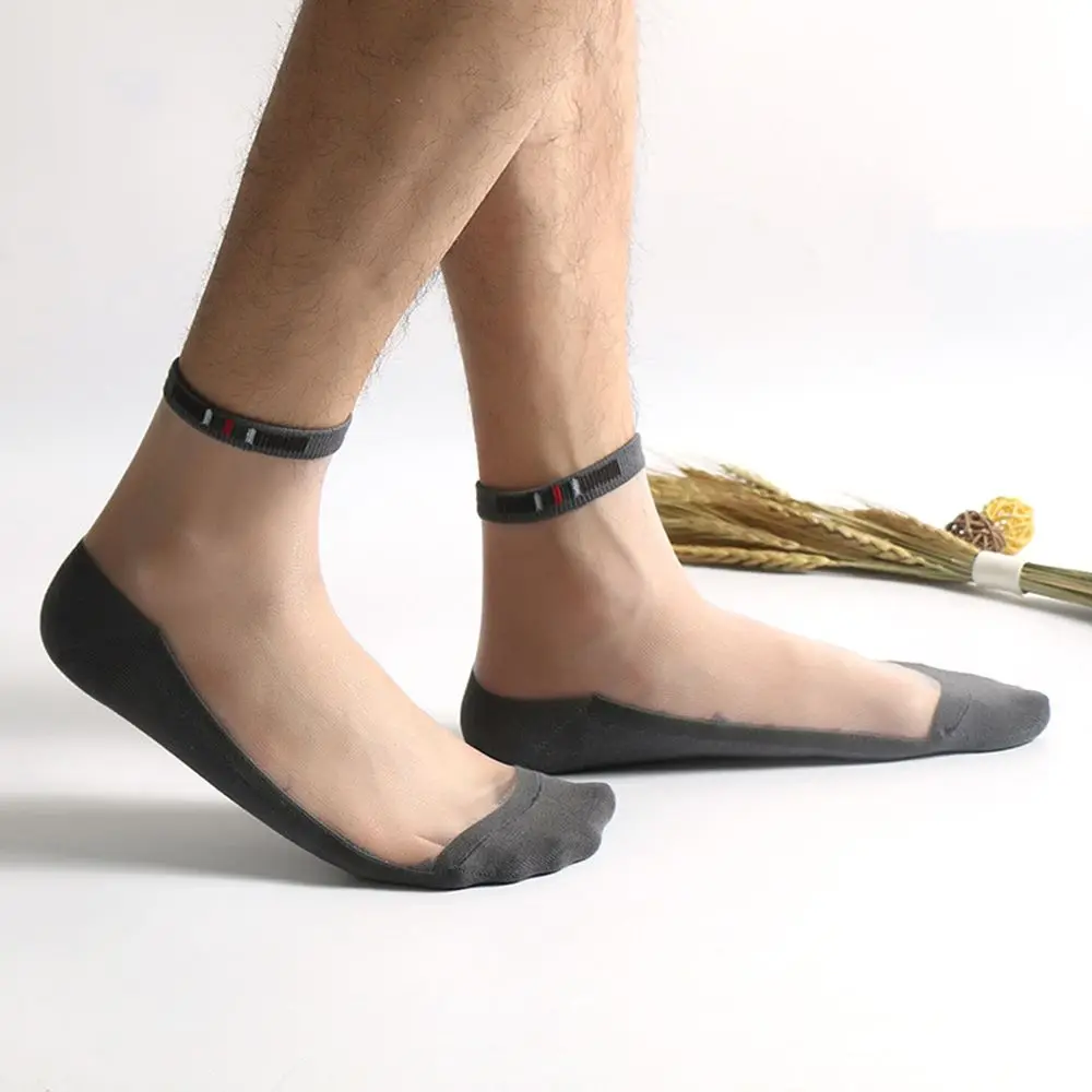 

Men Breathable Ultra-Thin Antiskid Glass Silk Short Crew Cotton Invisible Socks Short Socks