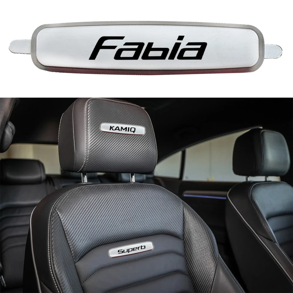 Car Seat sticker Headrests Badge Stickers For Skoda Felicia Octavia CITIGO ENYAQ FABIA KAMIQ KODIAQ OCTAVIA ROOMSTER VISION YETI