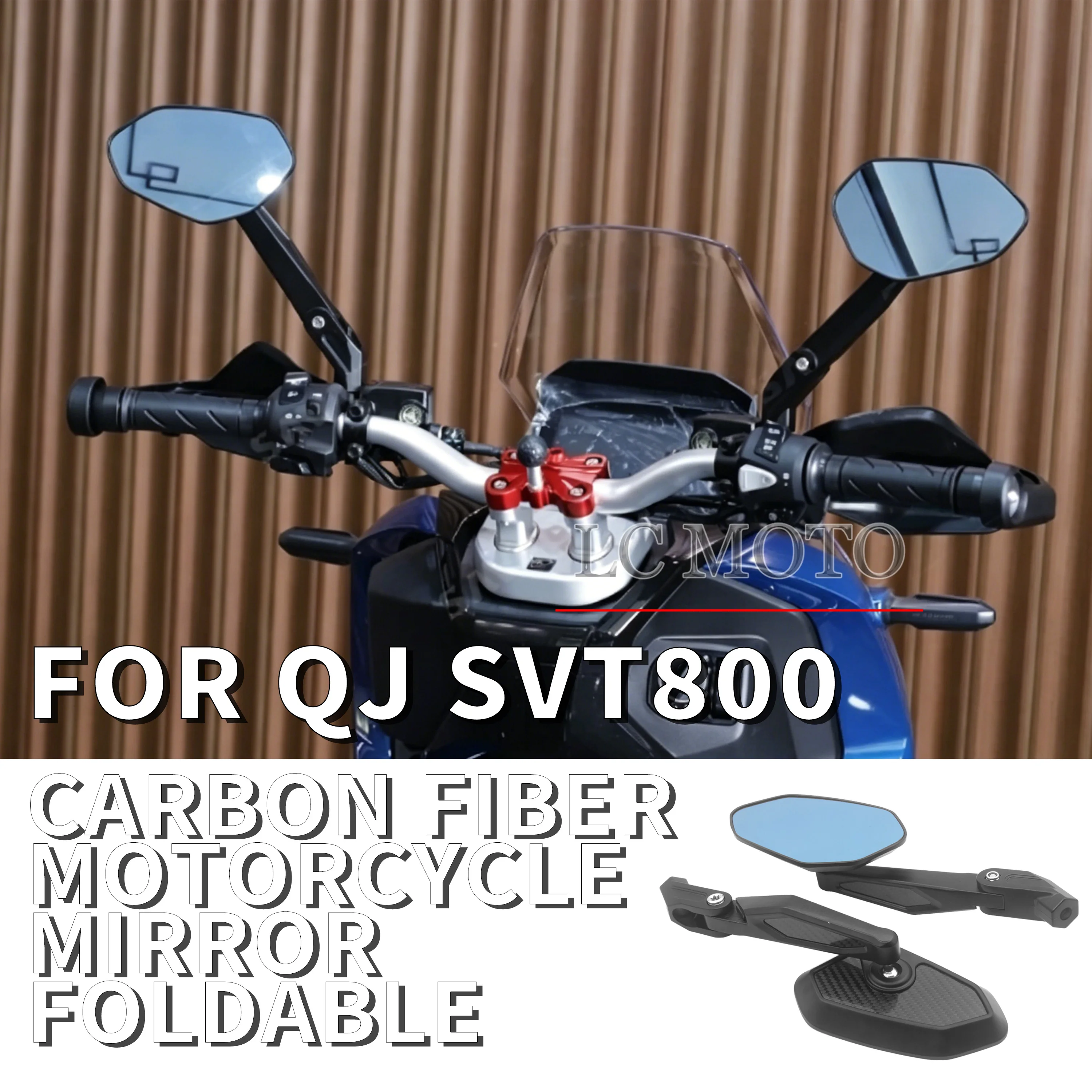 

For QJMOTOR SVT800 MOTOrcycle Modification Carbon Fiber Foldable Rearview Mirror, Anti-fog, High-Definition Blue Light