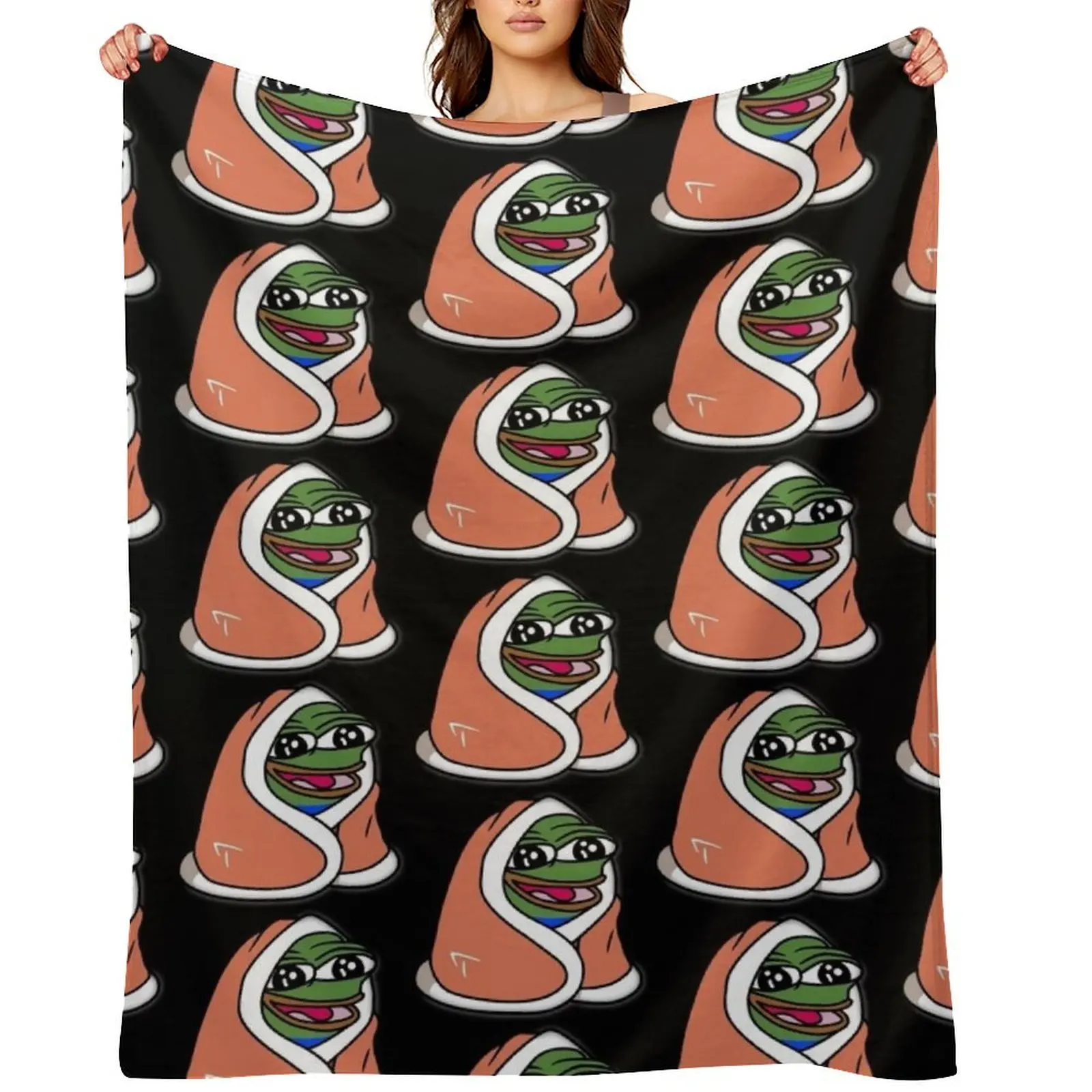

Peepo Blanket - pepeblanket pepega twitch discord frog Throw Blanket Cute Plaid Furrys for winter Thermals For Travel Blankets