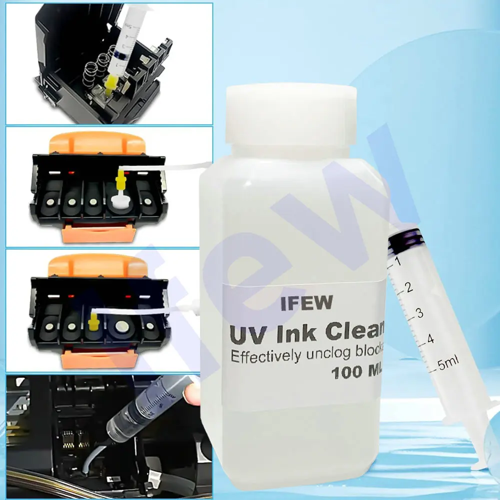 

UV Printer Head Cleaning Fluid Kit UV Ink Cleaner Cleaning Clogged UV Printhead Ink Liquid Clog Solution For Epson Roland Mimaki