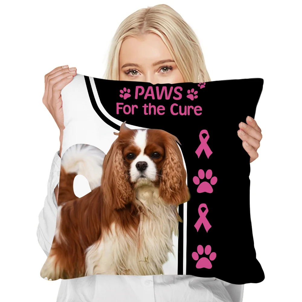 

HX King Charles Spaniel Cover Cushion Paws for The Cure Splicing 3D Printed Throw Pillows Polyester Zip Pillow Cover