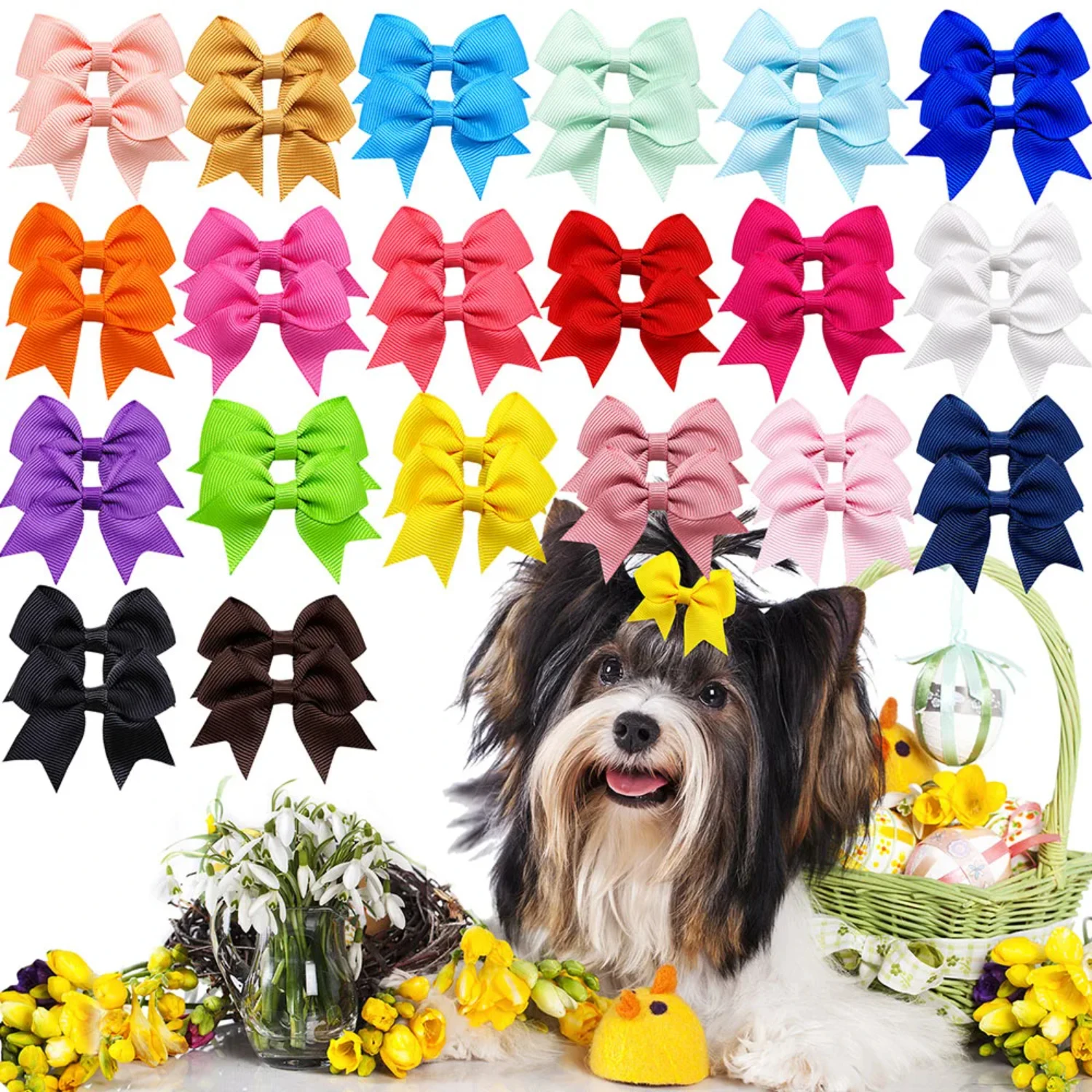 10 Uds. Pinzas para el pelo para perros hechas a mano, horquilla con lazo bonito, horquillas para perros pequeños, accesorios para el cuidado de perros, suministros para mascotas, corbata para perros