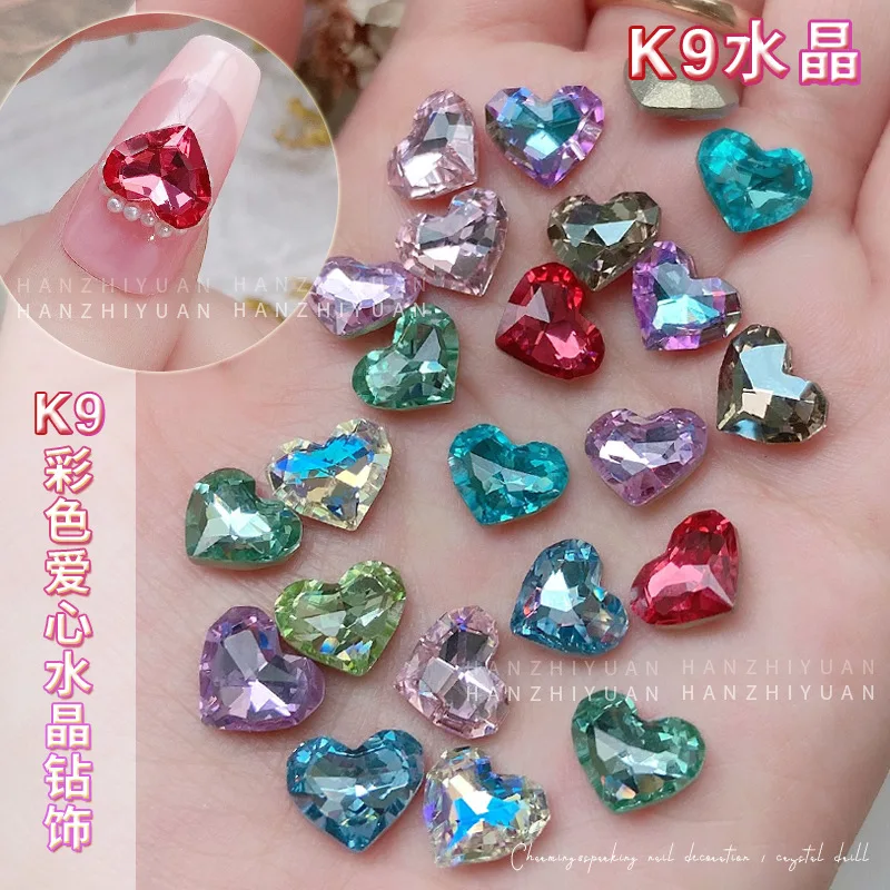 5 pçs prego strass encantos cristal diamante arte do prego amor cristal luar rosa vermelho rosa acessórios para unhas