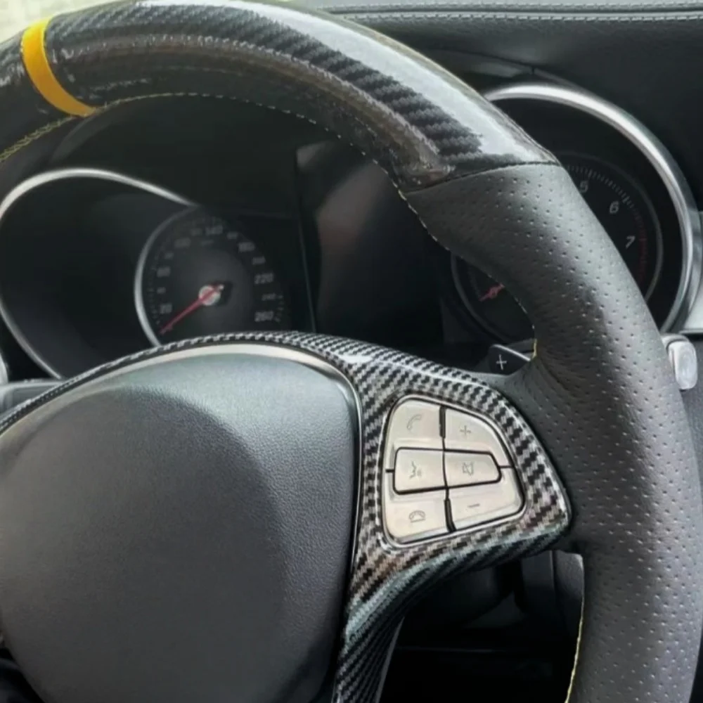 Custom Car Steering Wheel Cover Carbon Fibre Genuine Leather For Mercedes Benz W176 W246 W205 C117 C218 W447 Car Steering Wrap