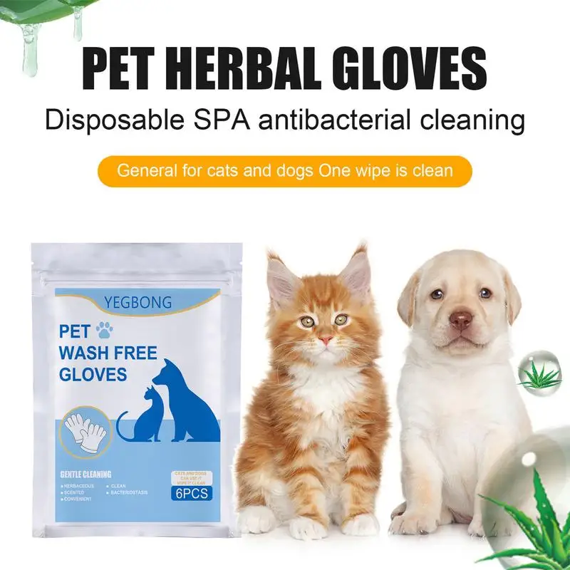 Pet Cleaning Gloves Convenient Wipes For Pet Hair Removal And Grooming Wipes Wash In Non Woven Gloves No Rinse Wipes for Pet